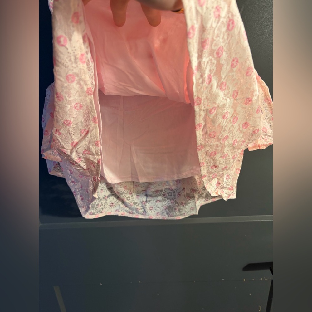 PINK x LoveShackFancy Strapless Lace Mini Dress Icon Polka Dot Pink Small NWT - Picture 14 of 16
